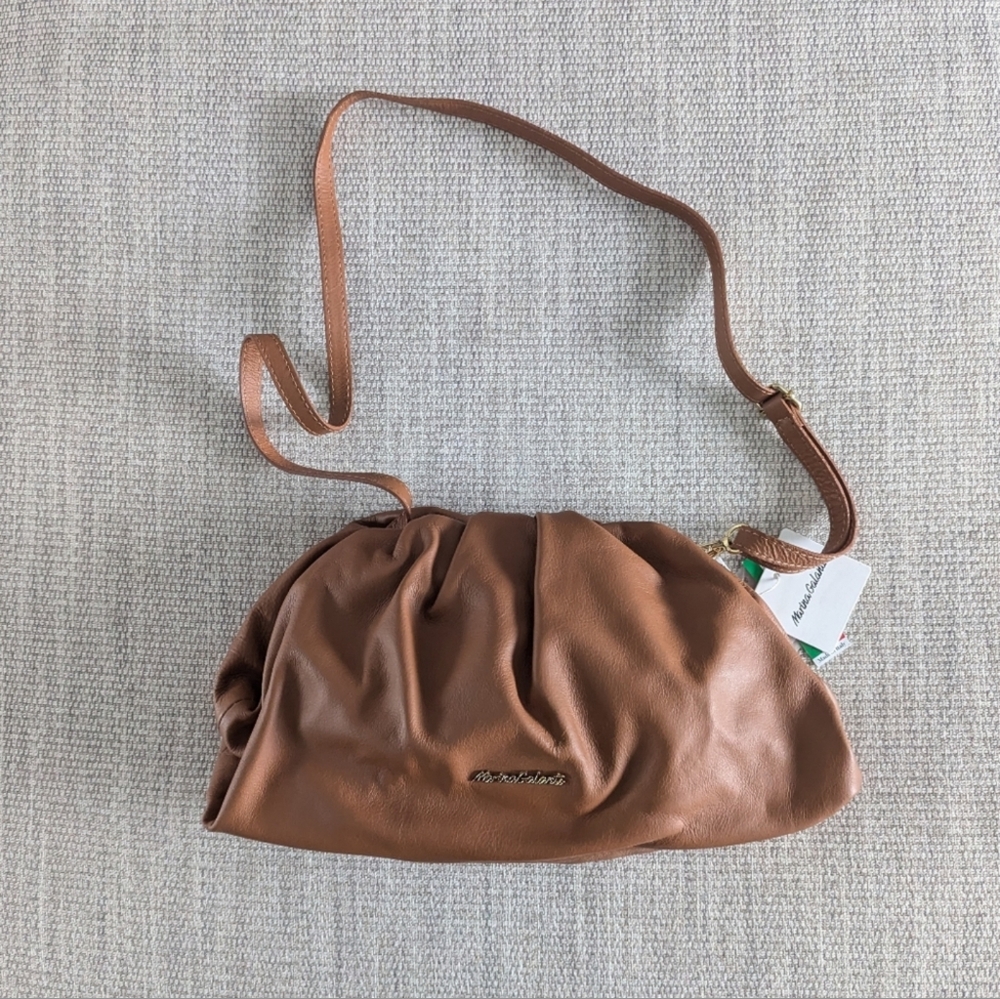 Marina Galanti leather purse clutch Cognac